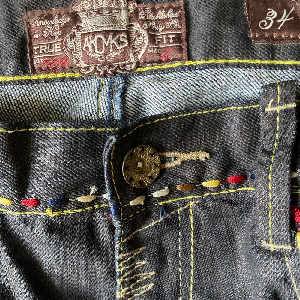 TRUE AKDMS Akademiks FIT SIZE L (34) Men’s Black Denim Jeans - Picture 3 of 3